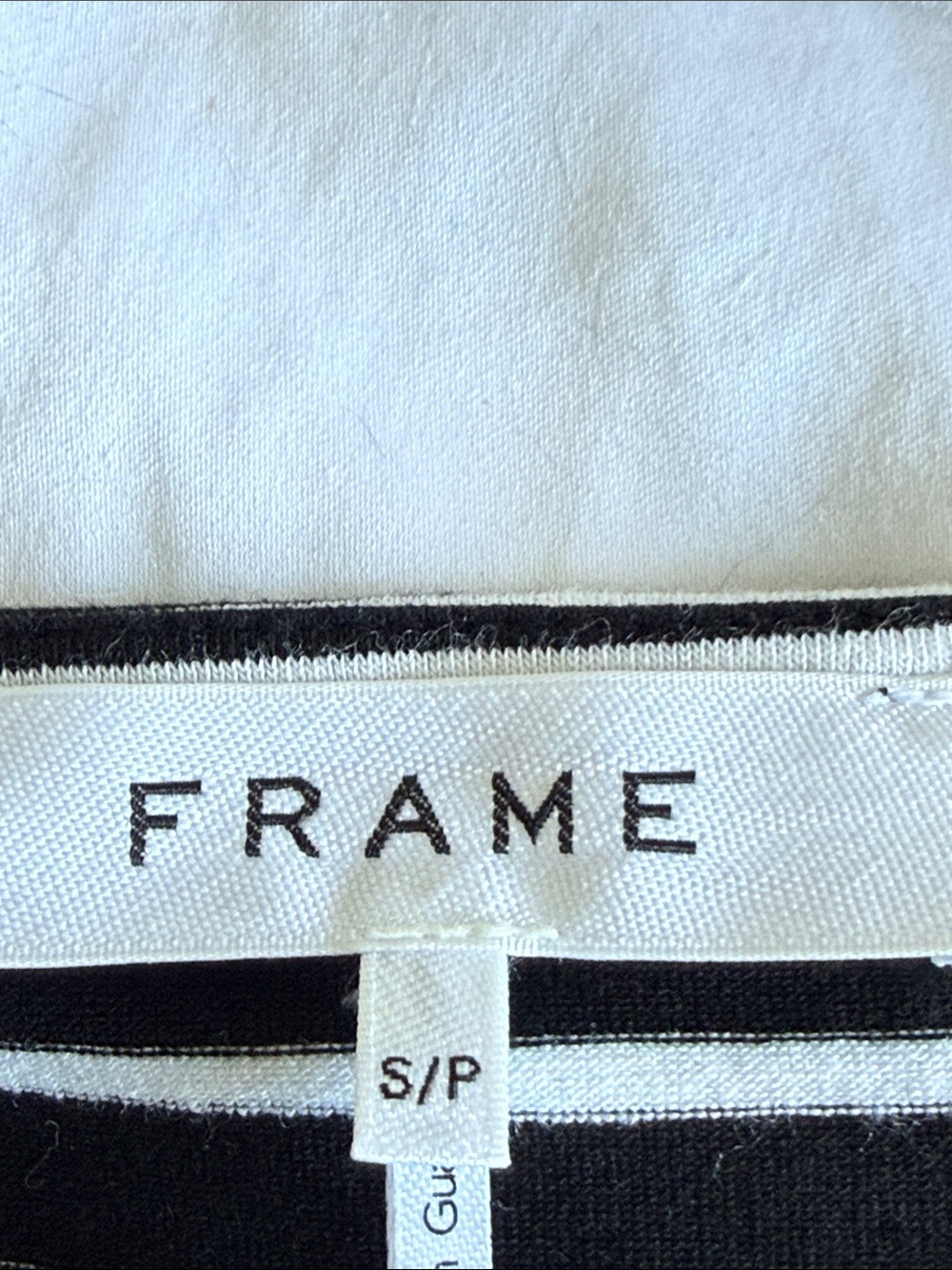FRAME Striped V-Neck Puff Sleeve Top - Black & White - Picture 2 of 8